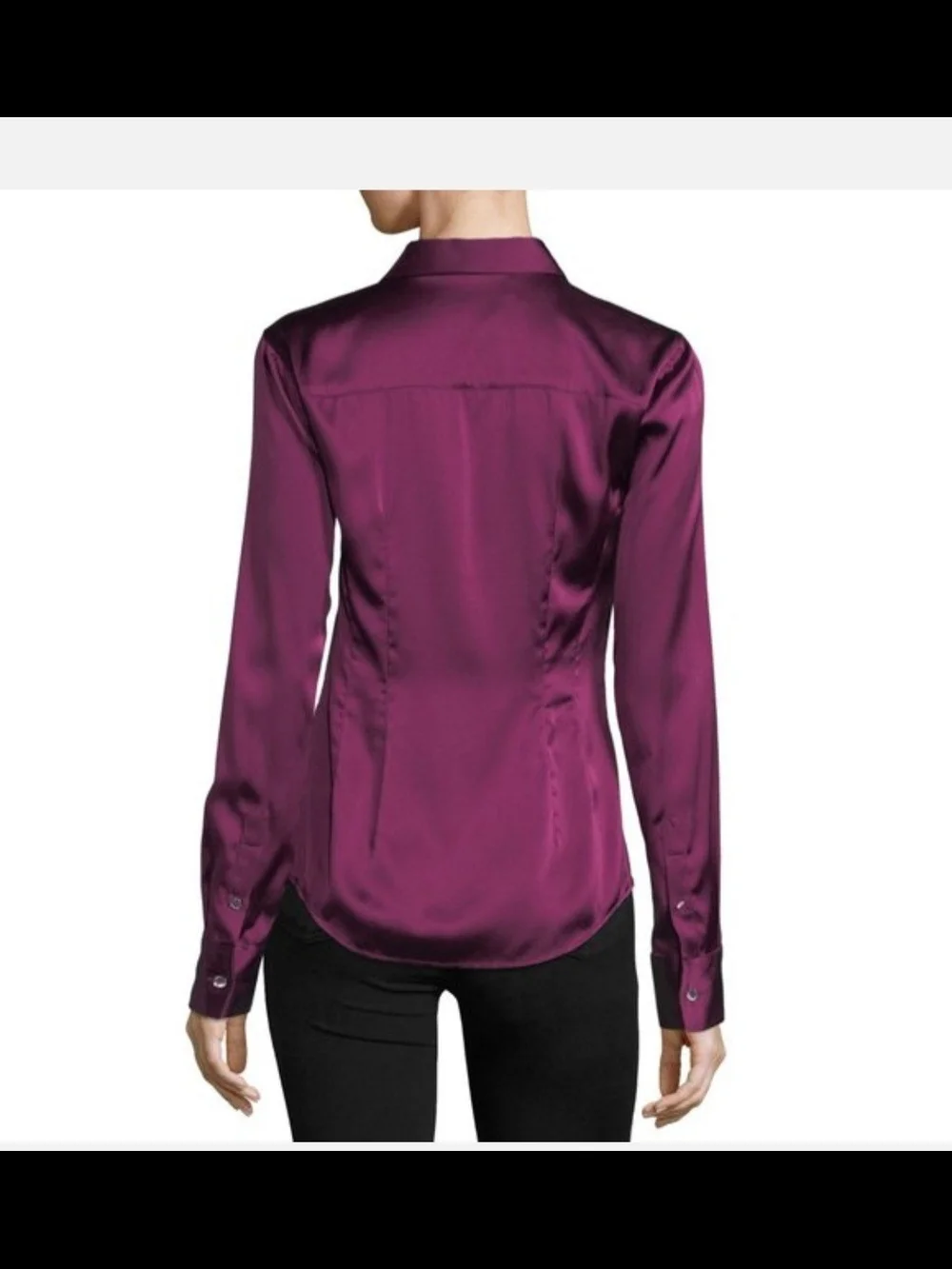 Theory Purple Satin Button-Front Blouse - Picture 2 of 4